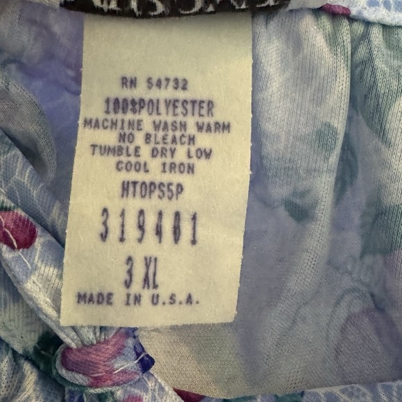 Improved Living 3X Shirt Top Blue Floral Flower Short Sleeve Scoop Neck Womens - Picture 6 of 6